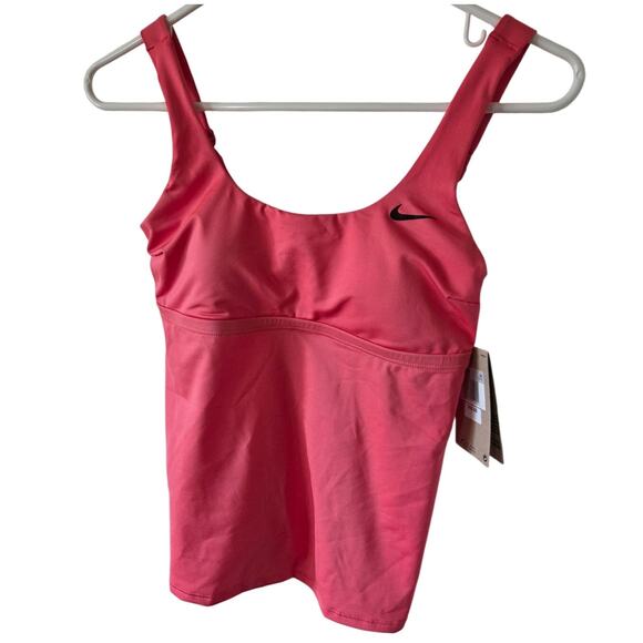 NEW Nike XS Pink Bathing Suit TOP Tank Built in Bra Pickle Ball Tennis Modest - Picture 1 of 7